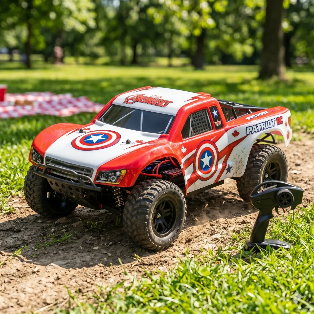 red and white rc truck